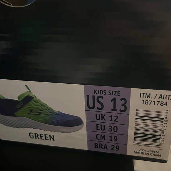 Skechers Swift Fit Blue and Neon Yellow Shoes - Picture 2 of 2